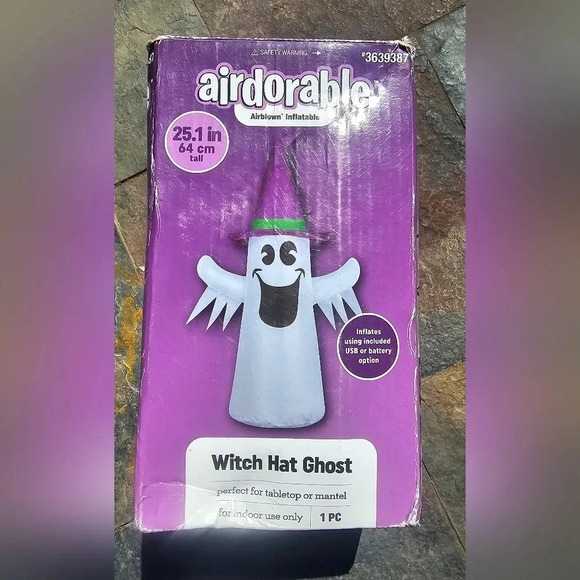 Airdorable Airblown Inflatable 19" Tabletop Jack o' Lantern w/Black Hat - Picture 6 of 6